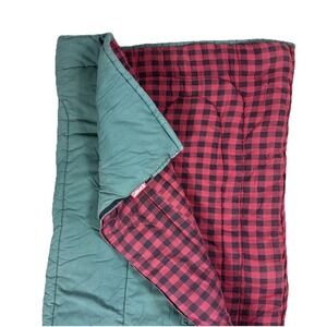 Vintage 70s Coleman Sleeping Bag Green Red Plaid Flannel Camping Outdoors Hiking